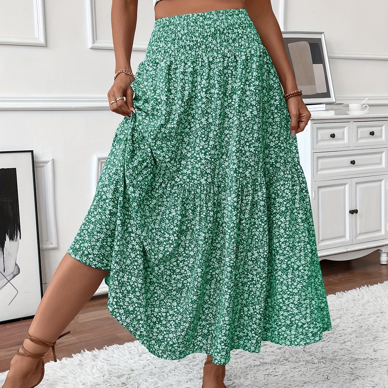 Marnie – Falda Maxi Floral de Volantes