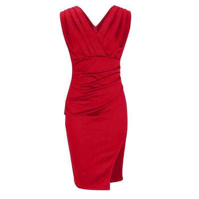 Valeria | Vestido Ajustado con Escote en V y Abertura