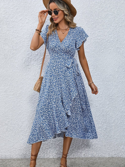 Ellen | Vestido Midi Cruzado con Estampado Floral