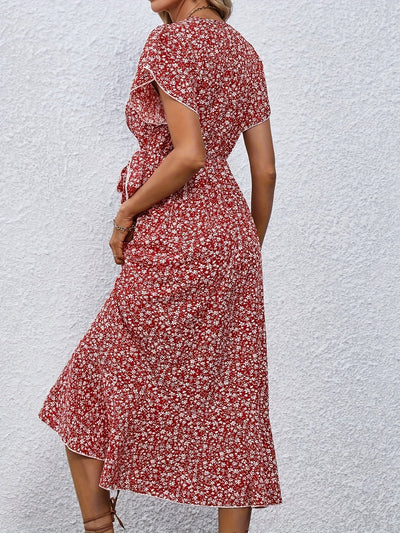 Ellen | Vestido Midi Cruzado con Estampado Floral