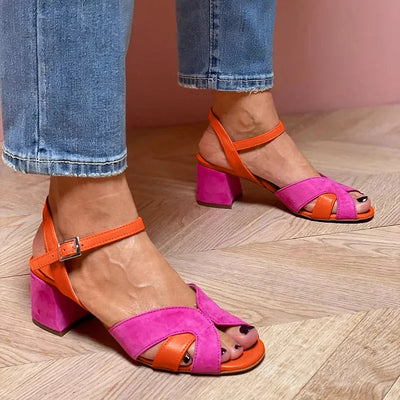 Fabiana | sandalias color block con tacón