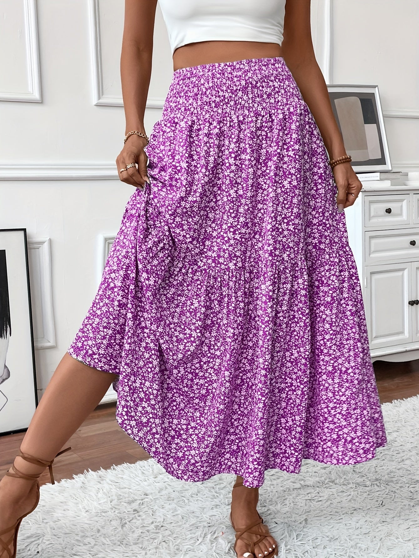 Marnie – Falda Maxi Floral de Volantes