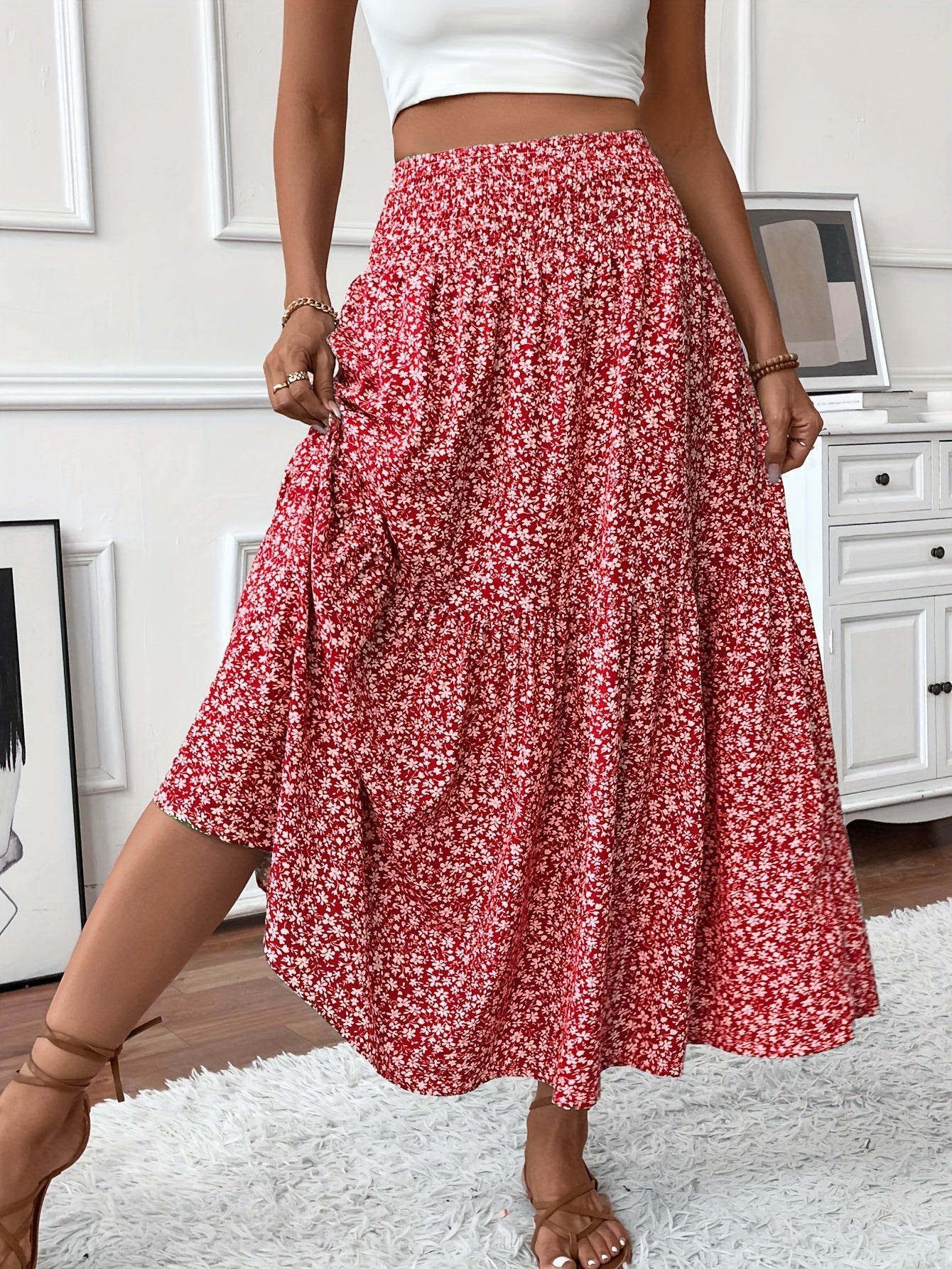 Marnie – Falda Maxi Floral de Volantes