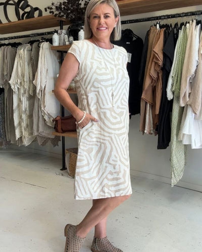 Nelia | Vestido de Verano con Escote Redondo y Estampado Hermoso