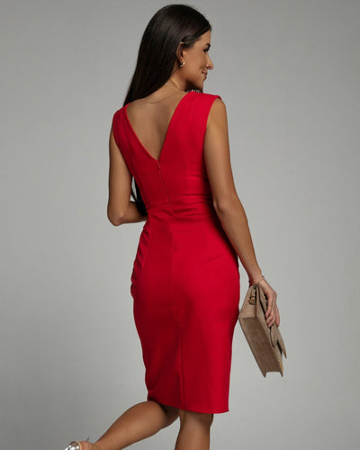 Valeria | Vestido Ajustado con Escote en V y Abertura
