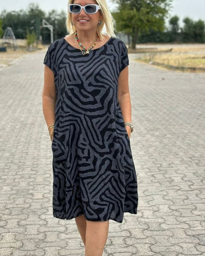 Nelia | Vestido de Verano con Escote Redondo y Estampado Hermoso