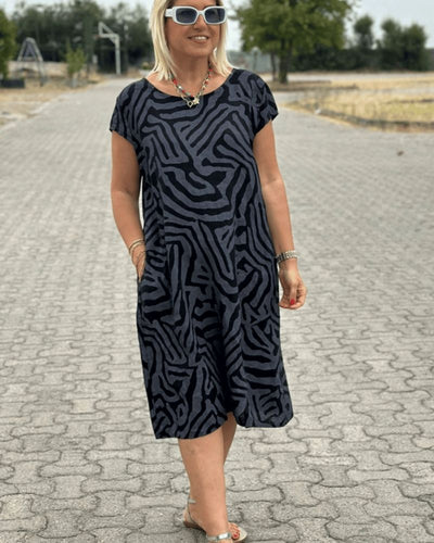 Nelia | Vestido de Verano con Escote Redondo y Estampado Hermoso