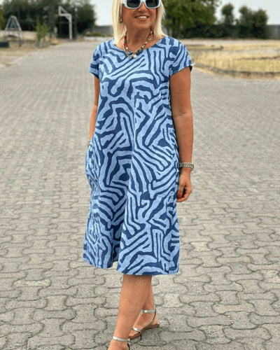 Nelia | Vestido de Verano con Escote Redondo y Estampado Hermoso