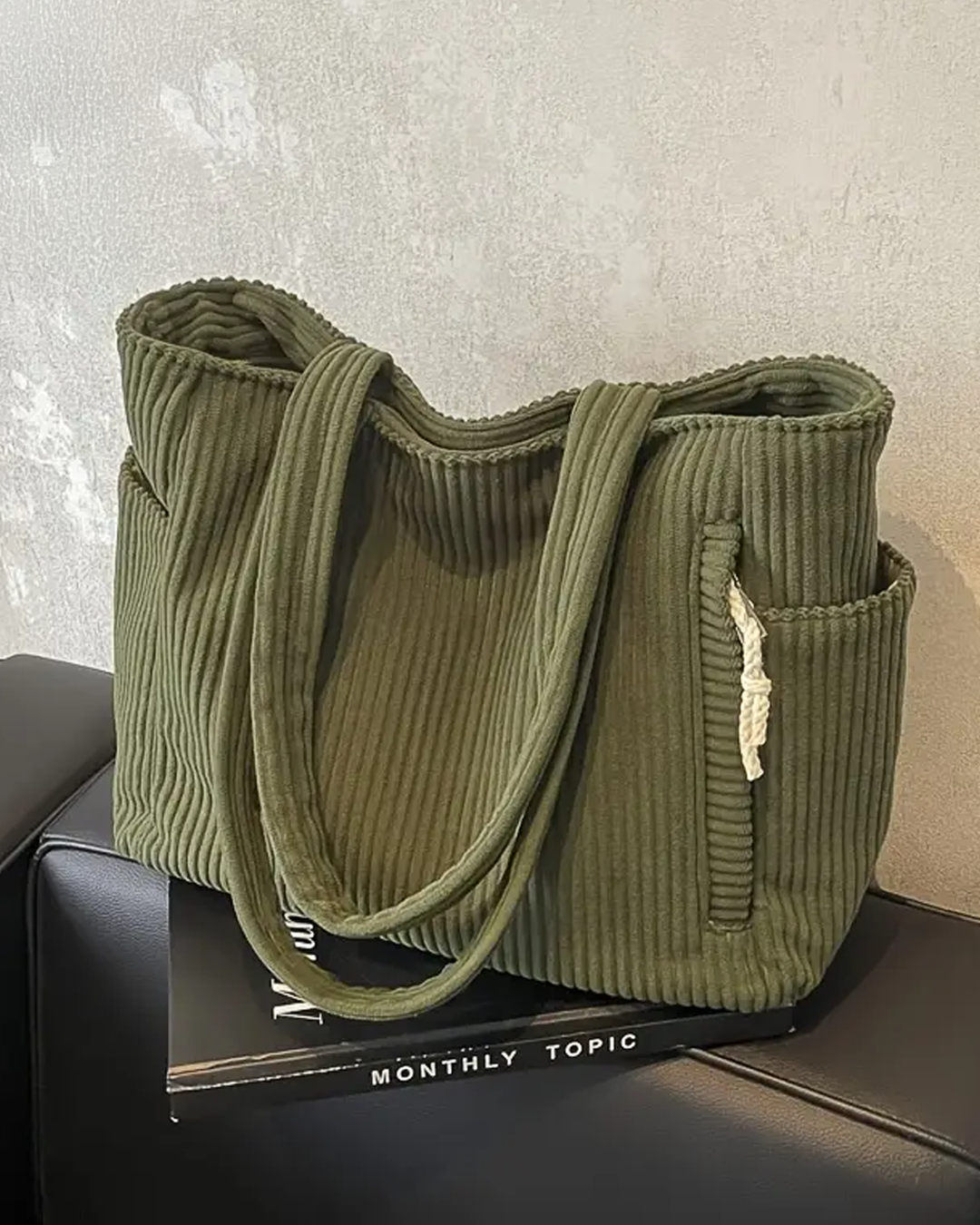 María – Bolso de mano de canalé con detalle de cordón