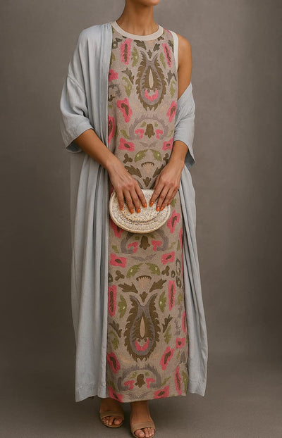 RAFFAELLA | Vestido Largo Elegante con Estola Coordinada y Línea Refinada para Eventos Especiales.
