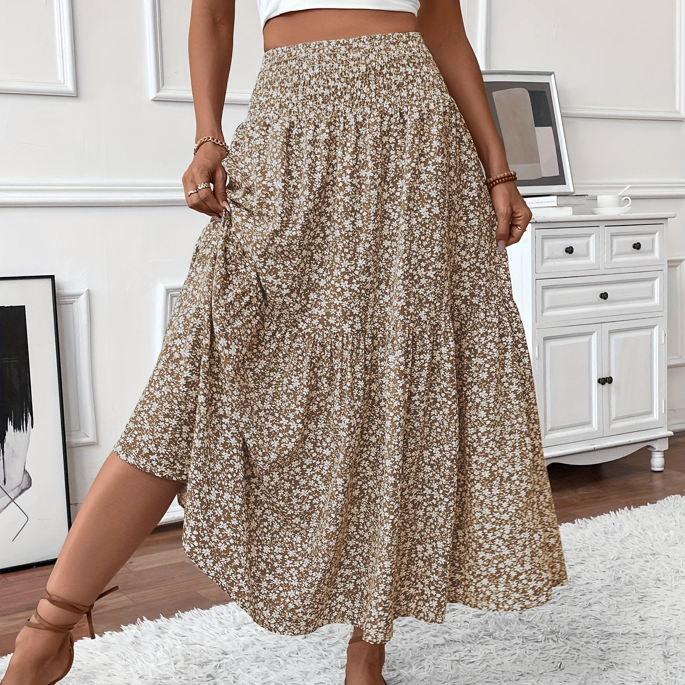 Marnie – Falda Maxi Floral de Volantes