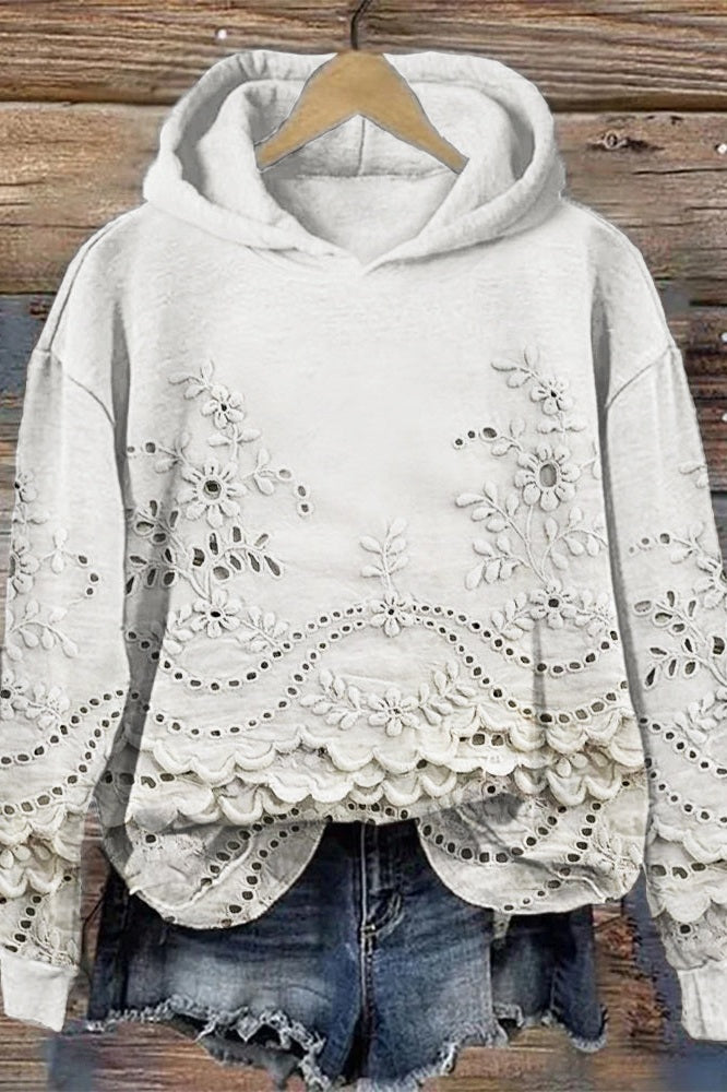 Sudadera con Capucha en Encaje Prato