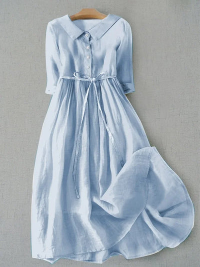 Lux - Vestido Elegante de Manga Corta con Cinturón en la Cintura