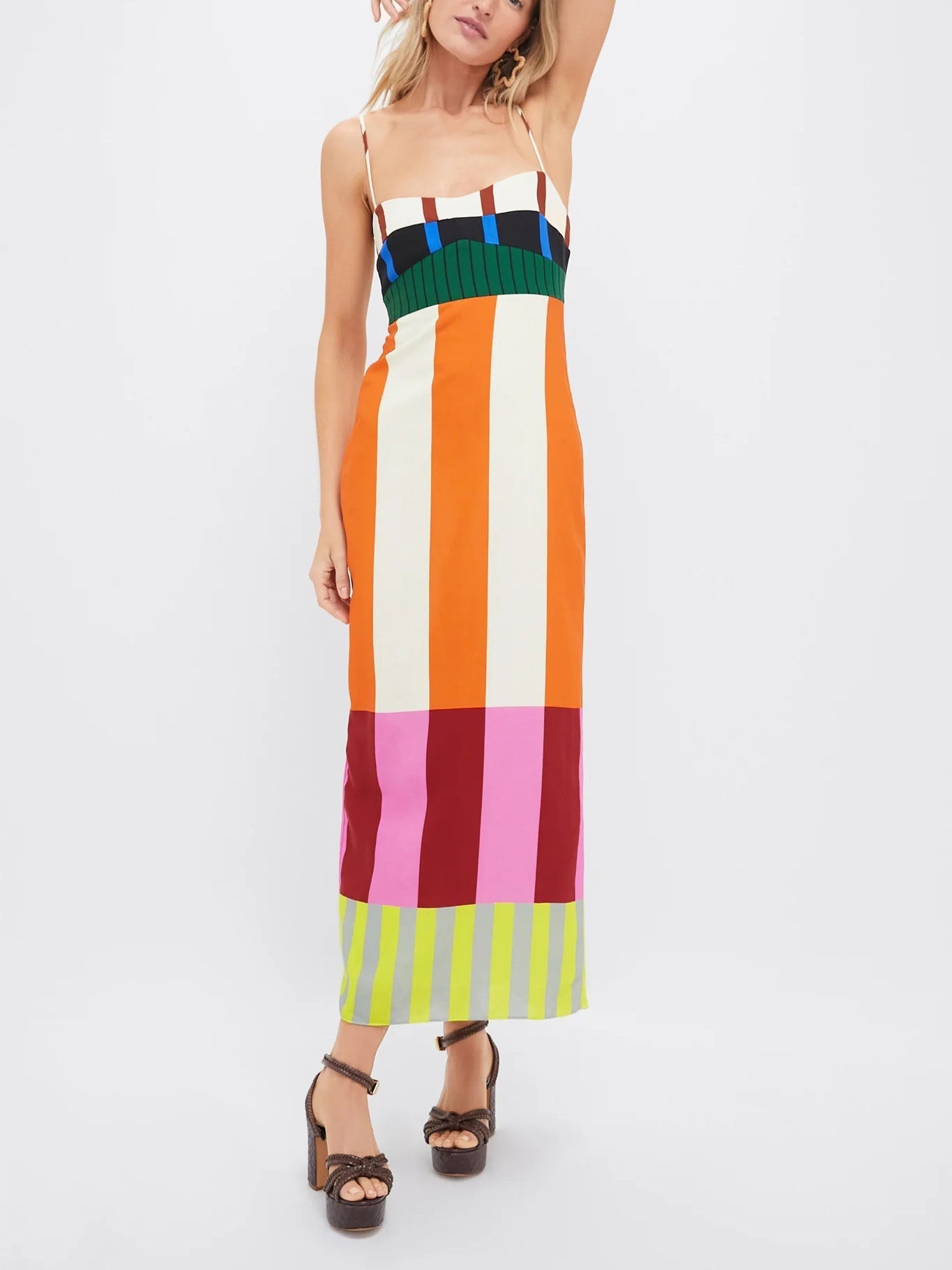 Paloma – Vestido Largo de Rayas Coloridas