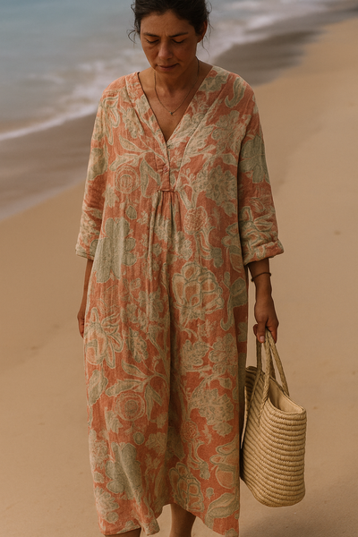 Ellie | Vestido floral vintage de manga 3/4