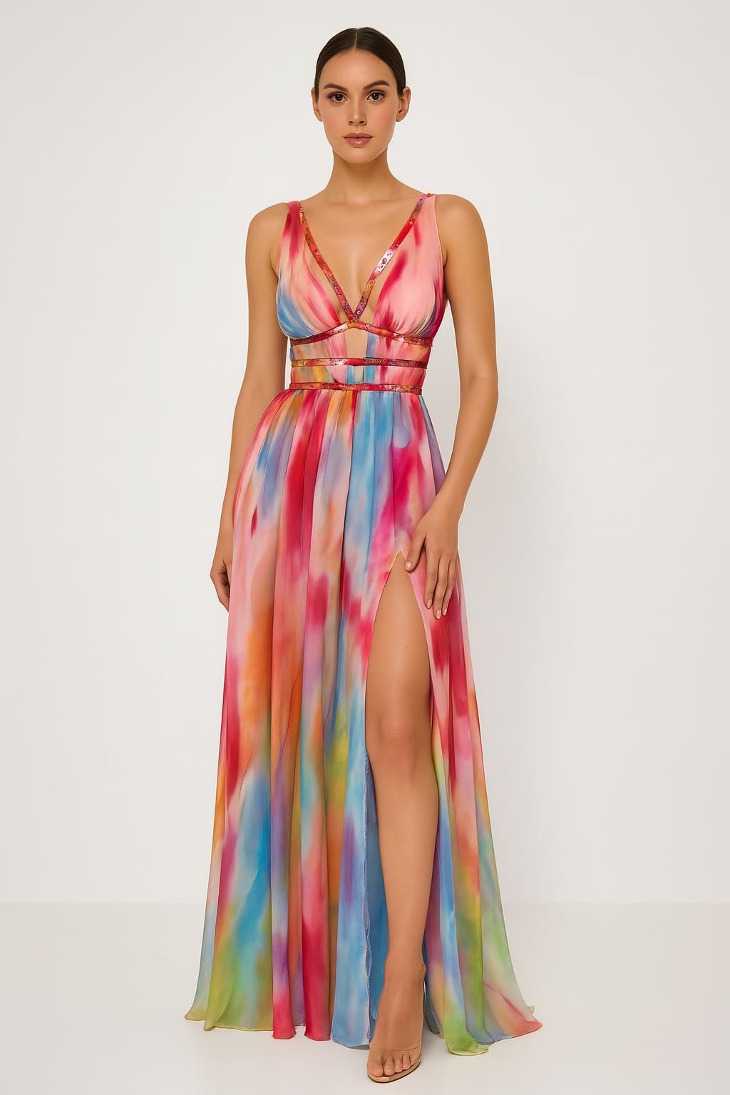 Freya | Vestido maxi estampado a mano