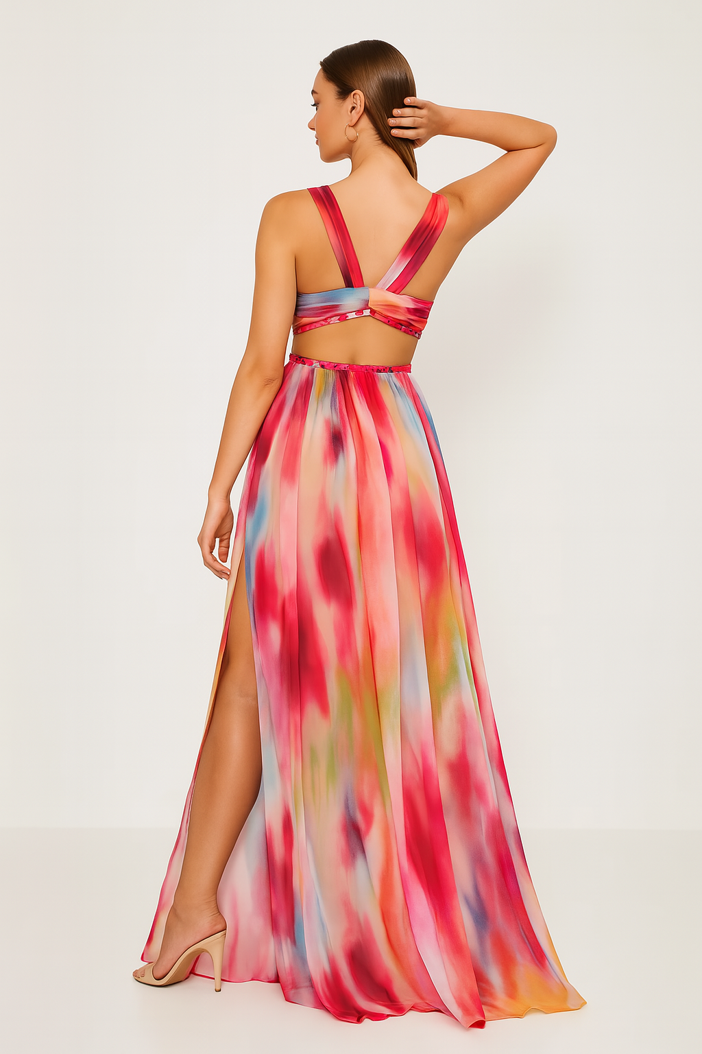 Freya | Vestido maxi estampado a mano