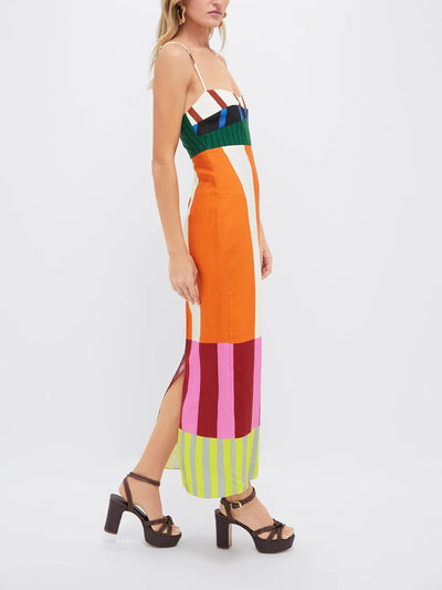Paloma – Vestido Largo de Rayas Coloridas