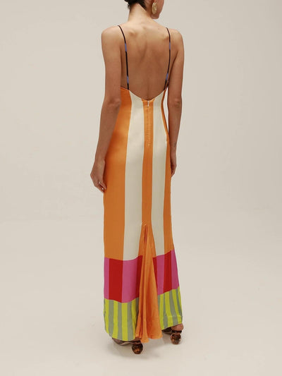 Paloma – Vestido Largo de Rayas Coloridas