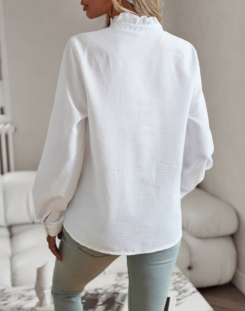 Grace I Blusa con botones y volantes