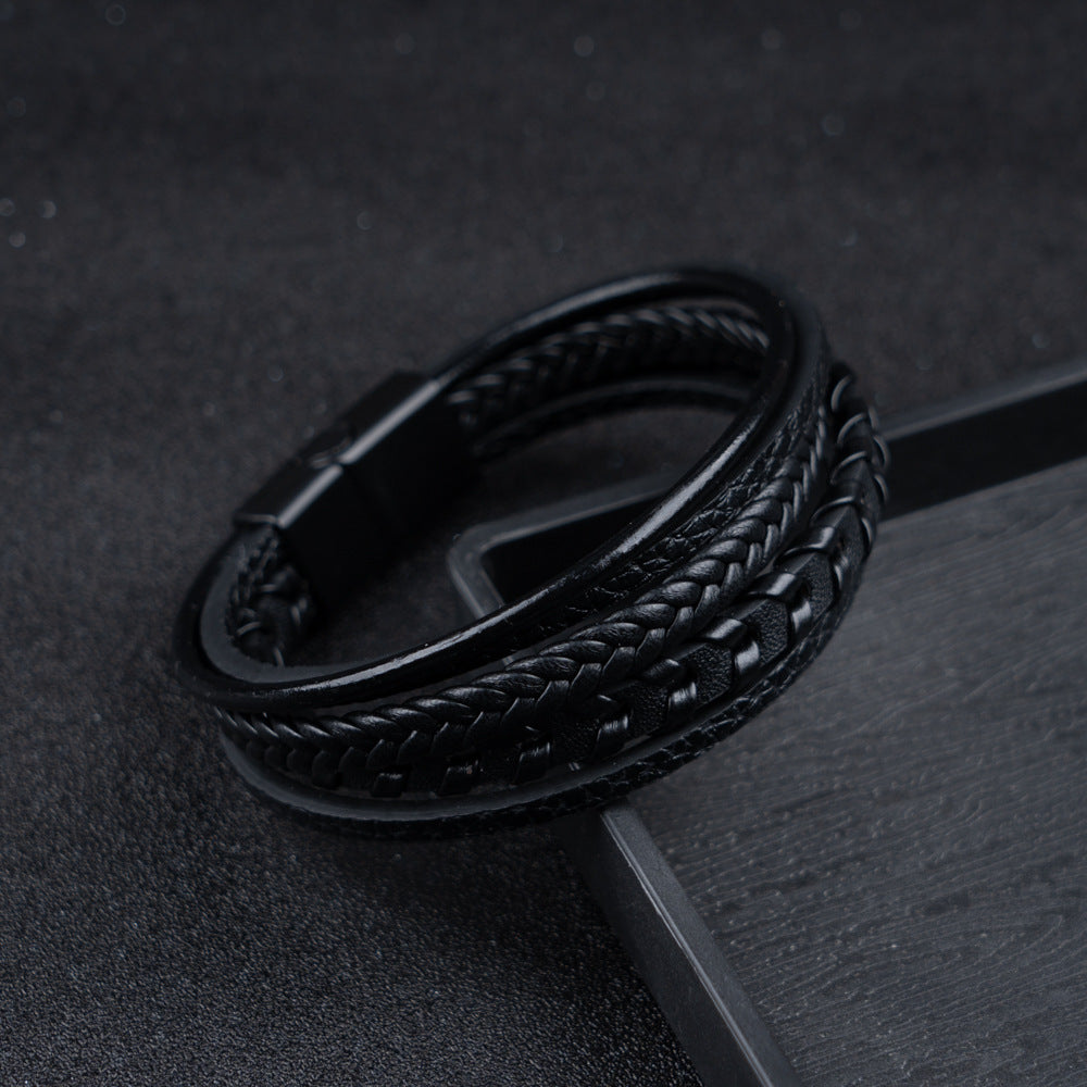 Ragnar Band - Pulsera vikinga trenzada de cuero