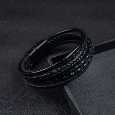 Ragnar Band - Pulsera vikinga trenzada de cuero