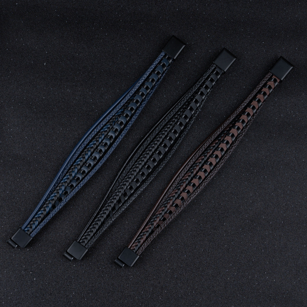 Ragnar Band - Pulsera vikinga trenzada de cuero