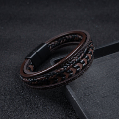 Ragnar Band - Pulsera vikinga trenzada de cuero