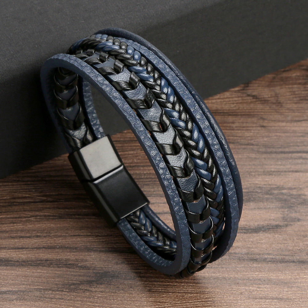 Ragnar Band - Pulsera vikinga trenzada de cuero