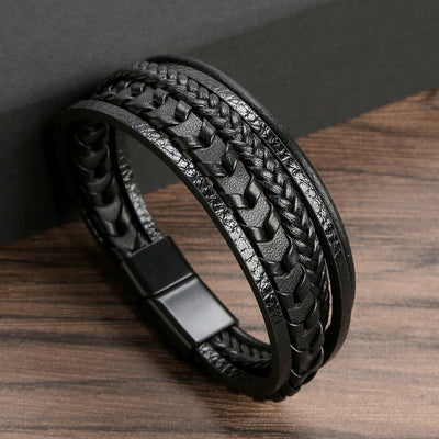 Ragnar Band - Pulsera vikinga trenzada de cuero