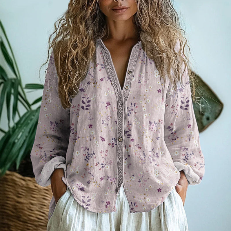 Ambre™ | Camisa vintage con estampado de hojas