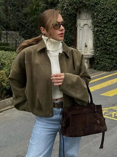 Giada | Chaqueta Oversize de Piel de Gamuza