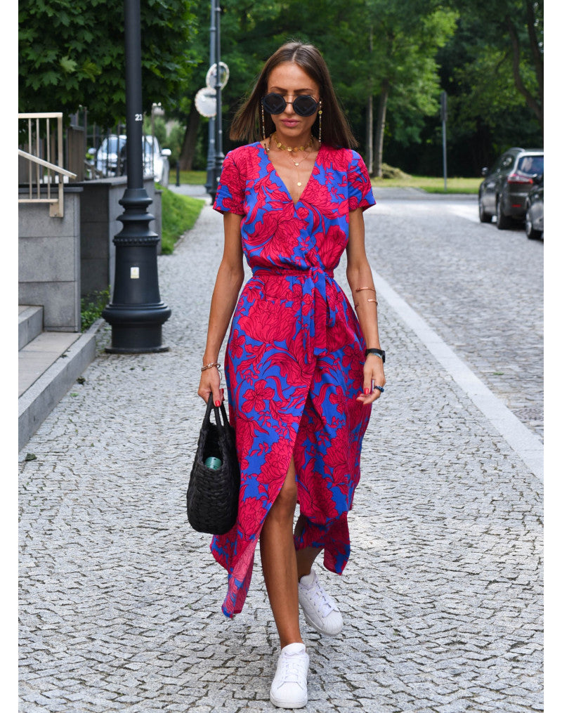 Alina I | Vestido midi cruzado floral