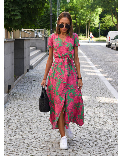 Alina I | Vestido midi cruzado floral