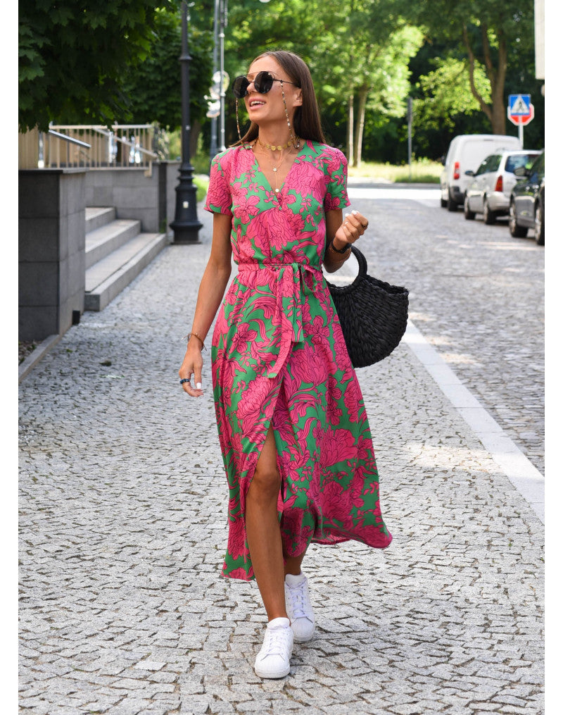 Alina I | Vestido midi cruzado floral
