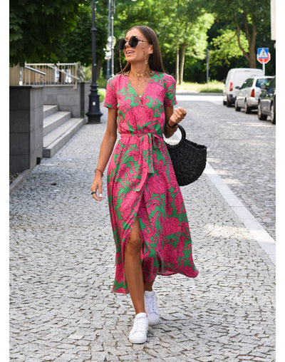 Alina I | Vestido midi cruzado floral