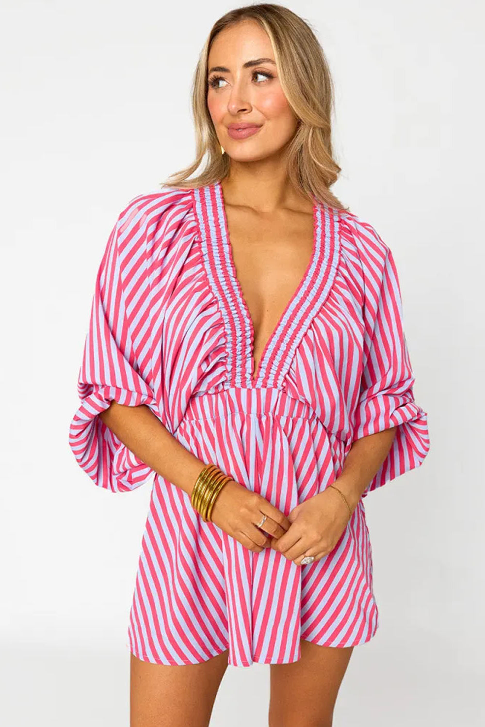 Mono de manga abullonada oversize de moda