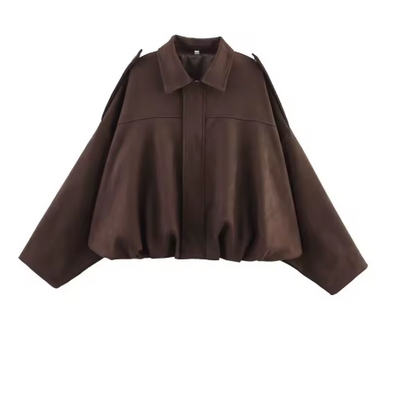 Giada | Chaqueta Oversize de Piel de Gamuza