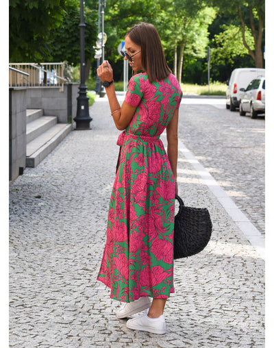 Alina I | Vestido midi cruzado floral