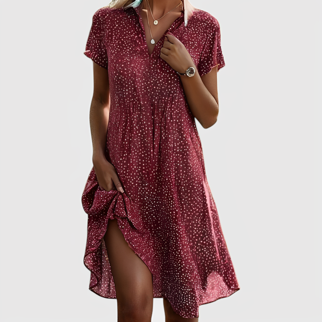 Zafira | Vestido Midi de Manga Corta