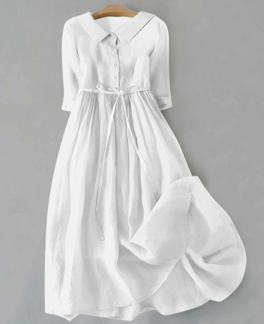 Lux - Vestido Elegante de Manga Corta con Cinturón en la Cintura