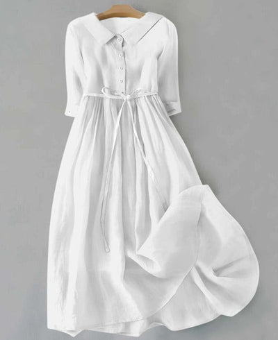Lux - Vestido Elegante de Manga Corta con Cinturón en la Cintura