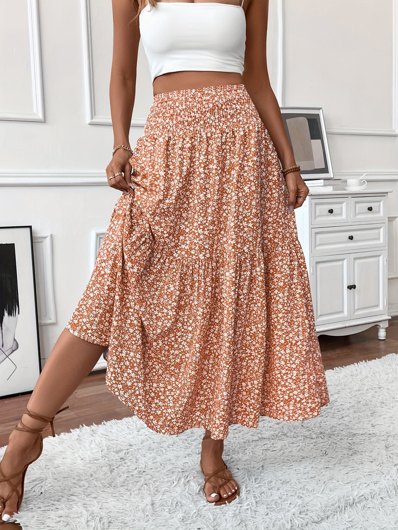 Marnie – Falda Maxi Floral de Volantes