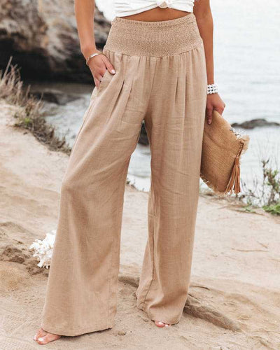 Whitney I Pantalones de Pierna Ancha con Cintura Fruncida