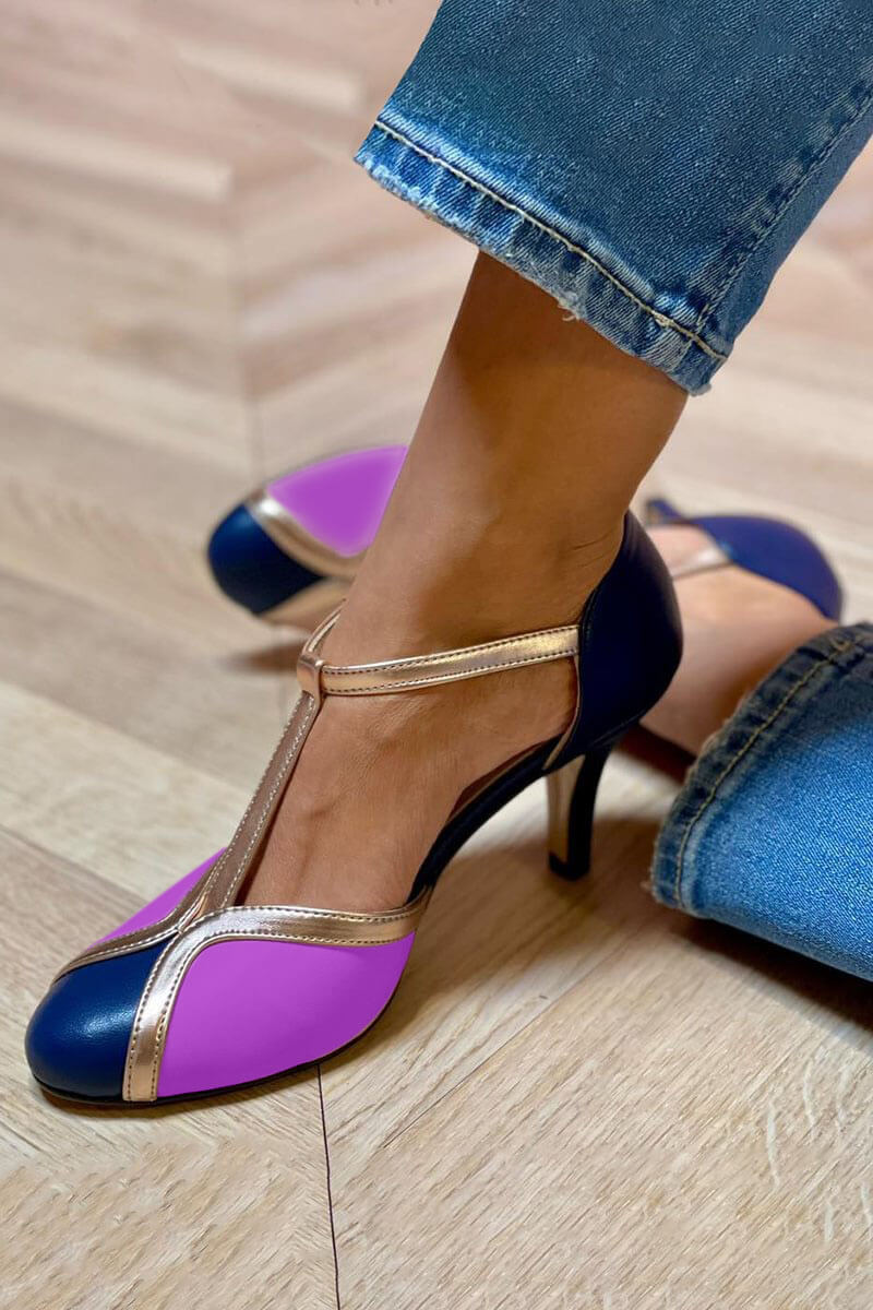 LUCIA | Tacones retro con correa en T