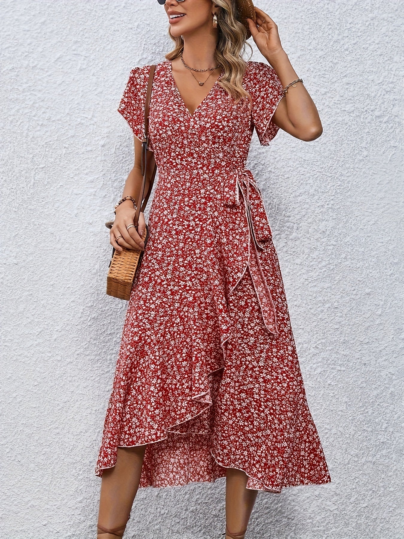 Ellen | Vestido Midi Cruzado con Estampado Floral