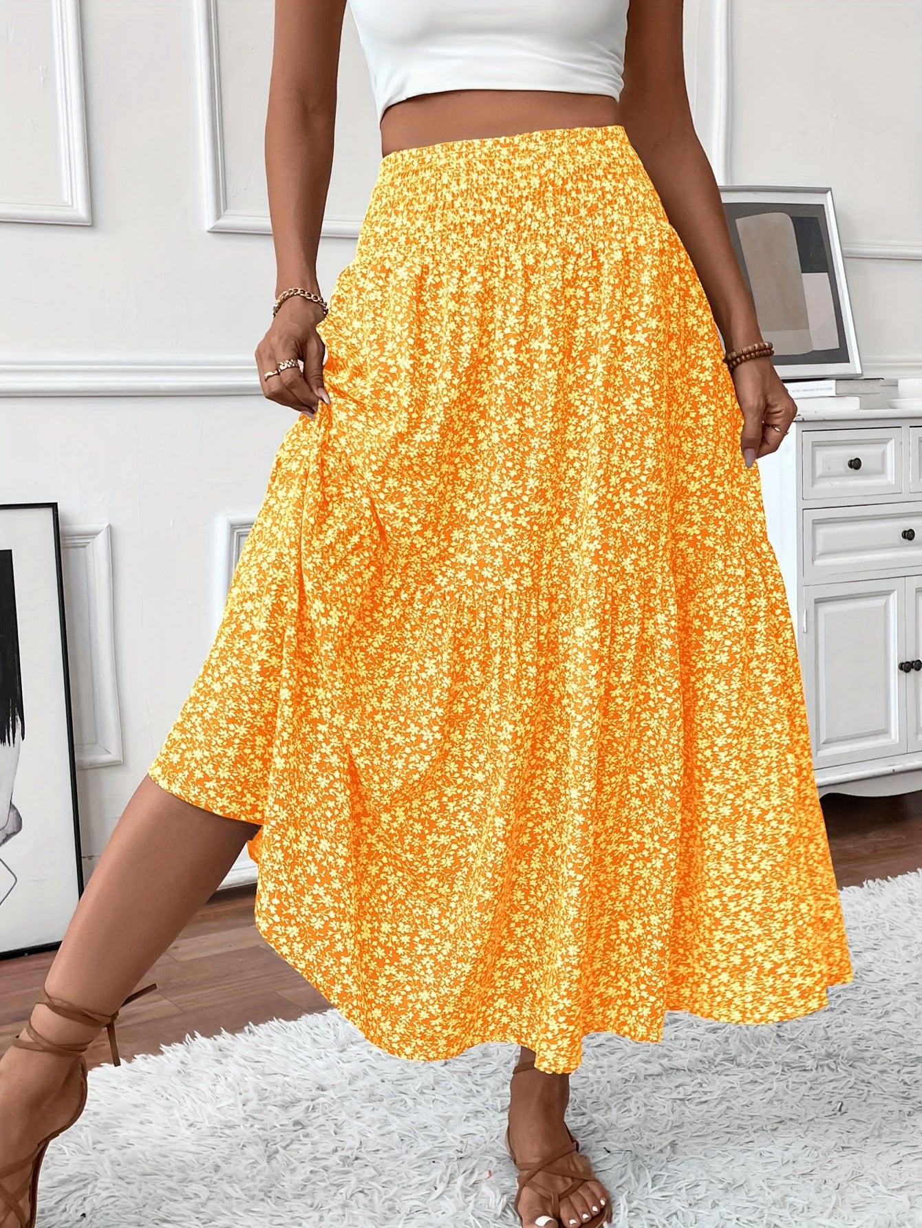 Marnie – Falda Maxi Floral de Volantes
