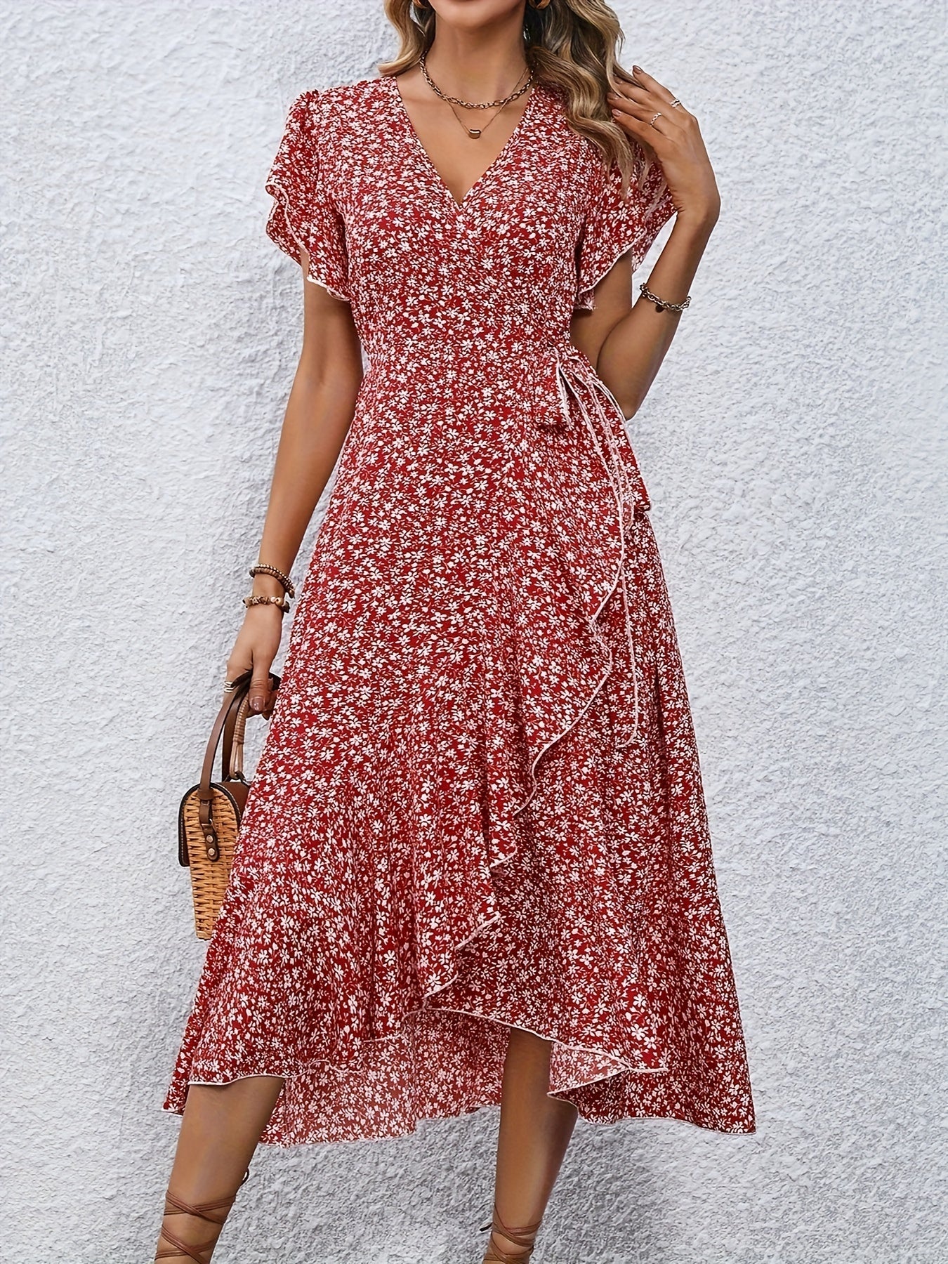 Ellen | Vestido Midi Cruzado con Estampado Floral