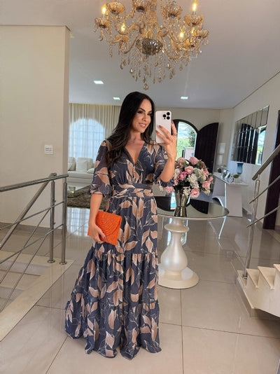 CLAUDIA | Vestido Largo Floral con Ajuste Cómodo para Días Elegantes