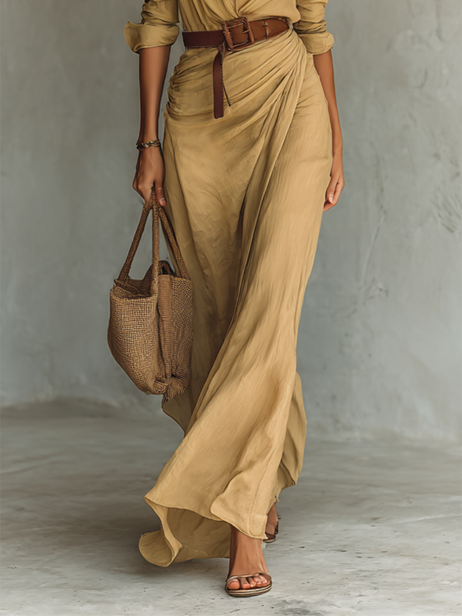 Senna | Vestido maxi largo con cuello con solapas